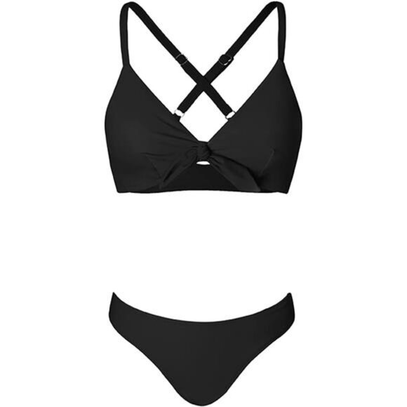 Women's Two Piece Bikini Set Floral Print Knot Bunny Tie - Picture 6 of 7